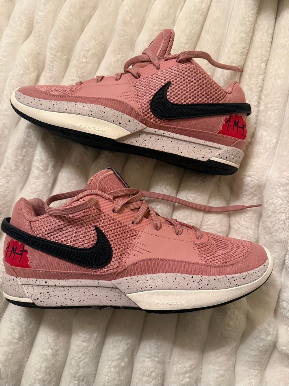 Nike JA 1 Dusty Rose Low-Top Sneakers with Black Swoosh